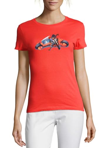 T-shirt coton de qualité supérieure rouge femme col rond Anime 105