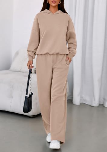 Image of PRETTYGARDEN Womens Sweatsuits 2 Piece Set 2026 Casual Winter Long Sleeve Hoodie Loose Wide Leg Sweatpants Fall Tracksuit
