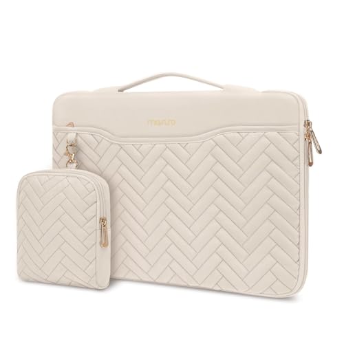MOSISO 13-14 Inch 360 Protección Funda Portátil Compatible con MacBook Air/Pro,13,3 Pulgadas Laptop, Compatible con MacBook Pro 14, Acolchada Rectángulo Bolsa con Asa&Bolsillo&Small Caso,Arena