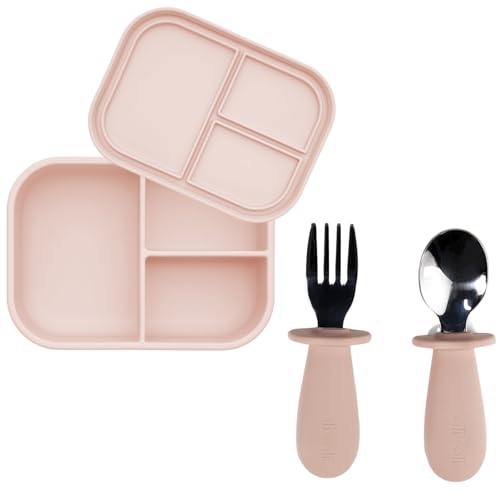 Image of Ali+Oli Bento Box and Utensil Set Bundle, BPA-Free, Leak-Proof, Food Grade Silicone, Perfect for Kids' Back to School Lunches