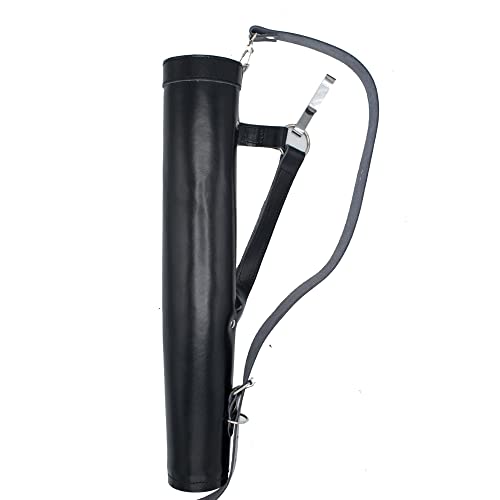 Ardour Crafts Back Arrow Quiver Genuine Leather Traditional Handmade Quiver for Arrows, Hunting Accessories, Archery Bow Quiver for Recurve Bow, Hunting Bow Quiver, Archery Accessories (Plain Black)