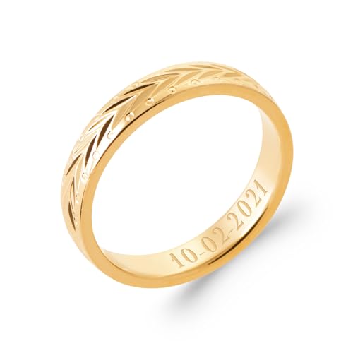 Bague alliance en plaqué or gravée motif chevrons de marque française