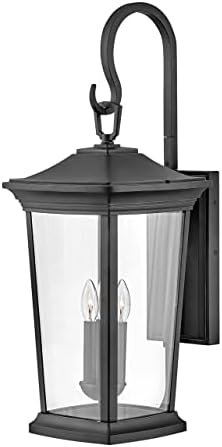 Hinkley Bromley Large Wall Mount Lantern - Aluminum, 3-Light, Clear Glass - Museum Black Finish