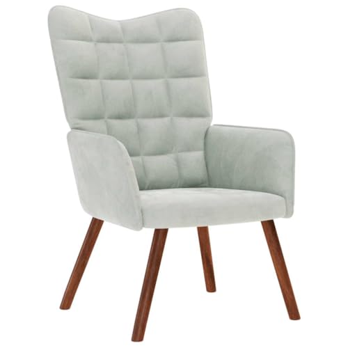 KTHLBRH Silla de relajación de Terciopelo Gris Claro Sillón de Relax con Acolchado Denso y Estructura Robusta para Máximo Confort