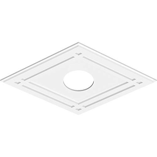 Image of Ekena Millwork CMP36X24DD-07000 Diamond Architectural Grade PVC Contemporary Urethane Ceiling Medallions 36 inchW x 24 inchH x 7 inchID x 12 3 /4 inchC x 1 inchP