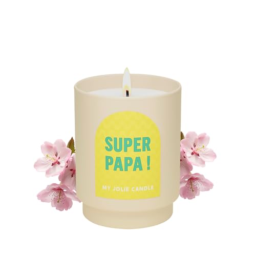 My Jolie Candle - Vela perfumada de Super Papa para el día del padre, cumpleaños y Navidad, hecha en Francia, cera a base vegetal, flor de té