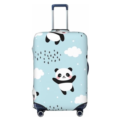 Cute Panda Bear Print Luggage Cover Elasticated Suitcase Covers TSA Approved Stylish Scratch Washable Resistant Case Protector for Kids and Adults