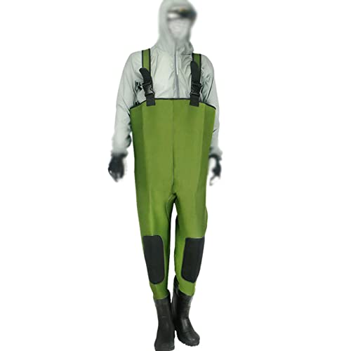 Vissen Steltlopers Voor Mannen Vrouwen, Borst Steltlopers Met Laarzen, Waterdichte Vissen Jacht Borst Steltlopers, Verdikt En Warm Houden, Slijtvast En Koudebestendig,Groen,41EU