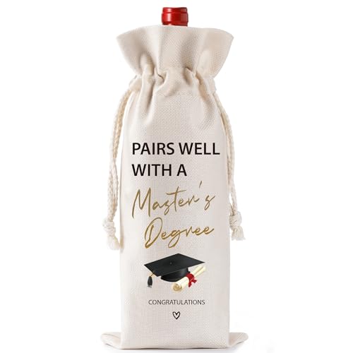 Bolsa de vinho para presentes de mestrado - combina bem com um presente de formatura de mestrado para mulheres, presente de classe de 2025 para ele ela