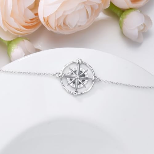 Diamond Compass Bracelet for Women 925 Sterling Silver Compass Adjustable Bracelet Jewelry Gifts for Women2