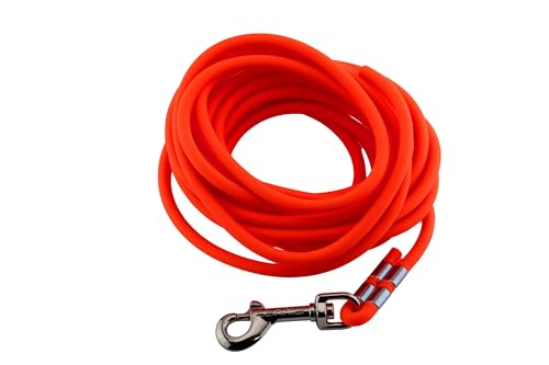 LENNIE Wasserfeste Schleppleine für kleine Hunde, Made in Germany, Easycare rund, 5m 10m 15m Hundeleine ohne Handschlaufe, Neon-Orange [Ø 6mm (bis 15kg), 10m]