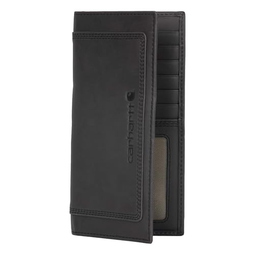Image of Carhartt Men's Leather Triple Stitch Wallet, Durable Full-Grain Leather Bifold, Trifold & Rodeo Styles, Gifts for Men