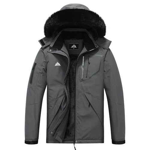 MOERDENG Women's Waterproof Snow Ski Jacket - Warm Winter Coat Insulated for Snowboarding, Mountain Hiking Darkgrey Medium
