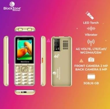 Image of BLACKZONE Winx 4G Plus 3GB RAM 16GB ROM Volte Keypad Mobile Phone with WiFi, Whatsapp, Instagram, YouTube, Play Store, 2.8-Inch Touch Display, All Android Features (1 Year Warranty) (Gold)