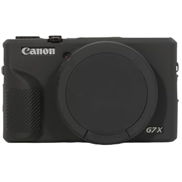 AEXUTDA Capa para câmera digital Canon Powershot G7X Mark III, capa de silicone para câmera G7X Mark iii, antiarranhões, ajuste fino, macio, acessórios G7X Mark 3 com capa de lente destacável - preta