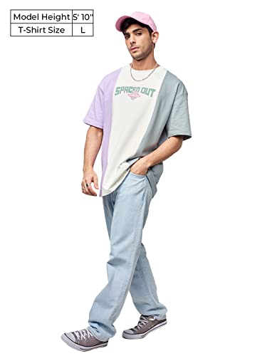 Image of The Souled Store Men Spaced Out Multicolored Printed Oversized T-Shirts
