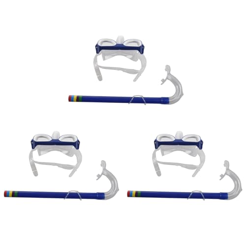 Eoslcusmvl 3X Conjunto de Snorkel + Máscara de Buceo para Snorkel Segura para Niños Conjunto de Natación Deportes de Agua para Niño 3-8 Años de Edad Azul
