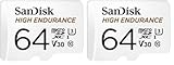 SanDisk High Endurance microSDXC Speicherkarte 64 GB + Adapter (Für Dash-Cams und Private Überwachungskameras, 100 MB/s Lesen, V30 für Full-HD und 4K-Videos) (Packung mit 2)
