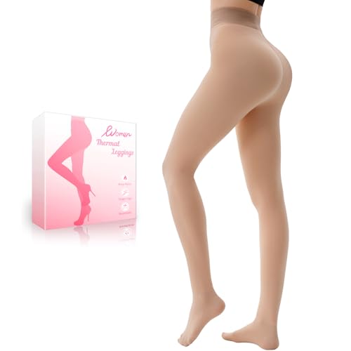 Image of HONGTEYA Fleece Lined Tights Women Winter Thermal Leggings Pantyhose Fake Translucent Thick Warm Sheer Tights