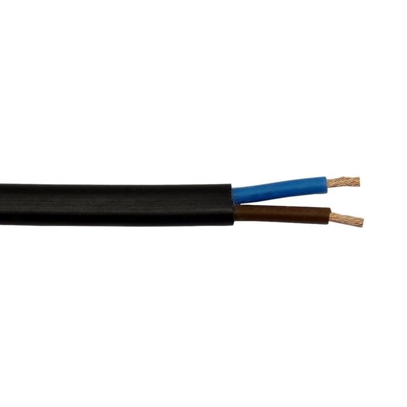 2 CORE ELECTRICAL FLAT CABLE TWIN FLEX WIRE BLUE BROWN FLEXIBLE 1-42A (3mm² (5m length))