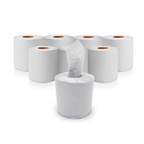 RelianceUK Pack of 6 White Centre Feed 2 Ply Rolls | Highly Used in Health Care, Hospitality, Offices | Wall Mount Lockable Rolls