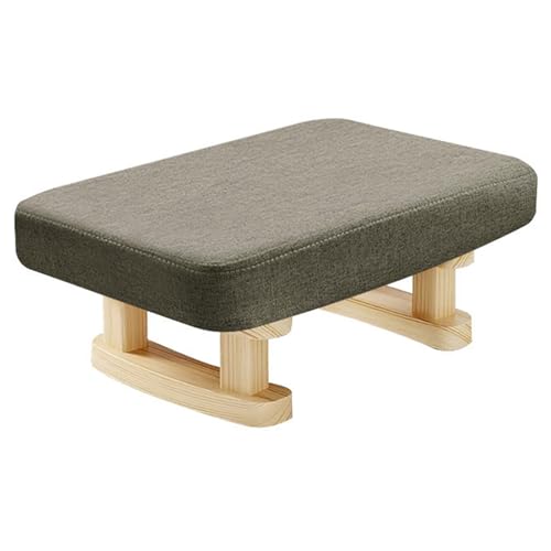 7" Small Foot Stool Ottoman, Square Linen Padded Footrest with