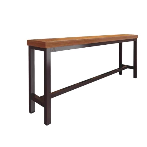 Mesa de comedor estrecha de madera maciza con encimera empotrada premium 2