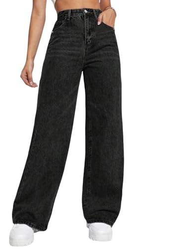 Image of TAGAS Women's High Waisted Wide Leg Jeans - Baggy Denim Pants, Loose Fit Casual Straight Leg Pant for Girls & Womens