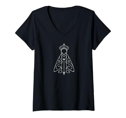Mujer Camiseta Nossa Senhora Aparecida (Nuestra Señora de Aparecida) Camiseta Cuello V