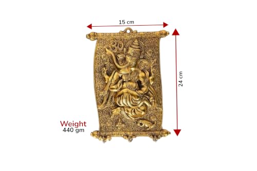 Image of KridayKraft Metal Ganesha ji Key Holder with Meena Work Decorative for Wall | Ganesh Statue /Religious | Idol /Wall Hanging