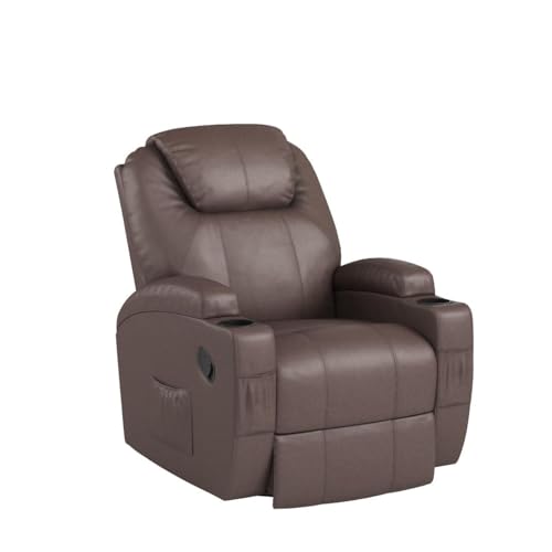 Sillón reclinable masaje Marrón con cuero miniatura 5