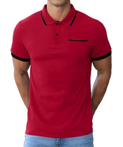 Askdeer Men's Polo Shirts Cotton Short Long Sleeve Polo T-Shirt Classic Casual Soft Golf Tee Shirts with Pocket3