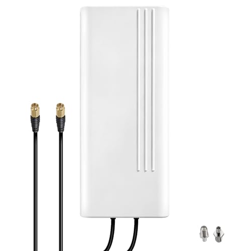 Greatzer 5G Außenantenne 22dBi 600-6000MHz Richtantenne Antenne Outdoor Dual-Polarisation Directional 4G LET Antenne Verstärkung Router Externe Antenne MIMO SMA / 2 x TS9 2x10M Verlustarmem Kabel