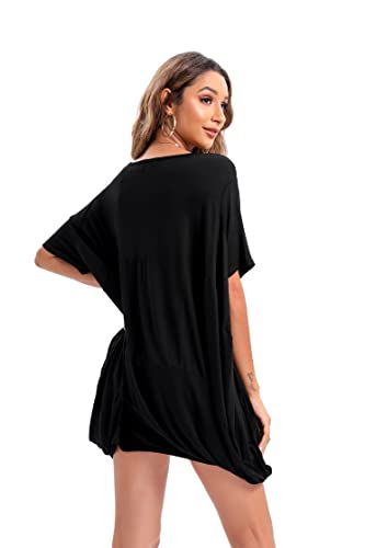 ellazhu Women's Loose Fit Batwing Sleeve Casual Crew Neck Tee Oversized Tunic T-Shirt Shirt Tops GA2004