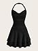 SOLY HUX Cute Halter Mini Dresses for Women Summer Sexy Club Party Backless Short Sundress Pure Black Small