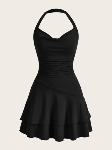 Image of SOLY HUX Cute Halter Mini Dresses for Women Summer Sexy Club Party Backless Short Sundress