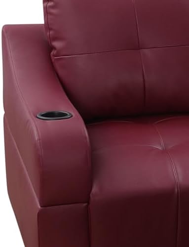 UBGO Furniture, 3-Piece, L-Shape Sectional Set with Curved Armrest w/Cup Holder,Comfy Sofa Couch with Chaise and Ottoman for Living Room, Apartment, Office-Red 7 31nOv4AljZL. AC