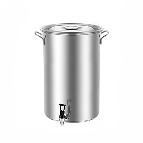 HOTTHWXX Grande marmite, Marmite Traiteur, marmite à légumes en Acier Inoxydable avec Couvercle, marmite à Induction (avec Robinet), Convient à Tous Les réchauds (Size : 25cm*40cm(20L))