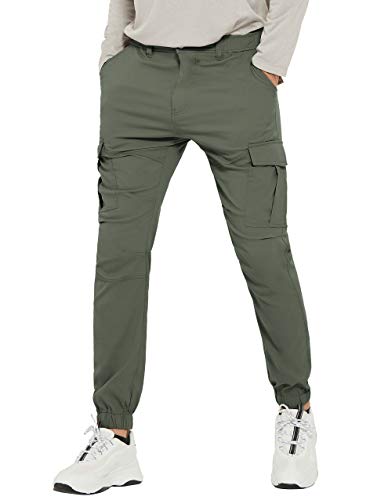 PULI Men's Waterproof Hiking Pants, Slim Fit Cargo Joggers, Stretch Quick Dry Outdoor Pants with Pockets