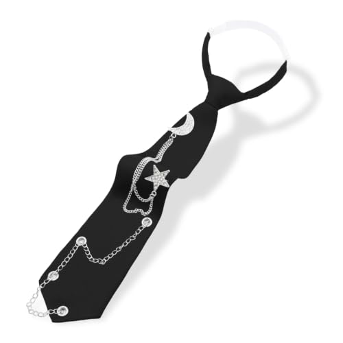 Image of LJBFNN Pre-Tied Ties for Women with Metal Chain, Uniform Shirt Accessory