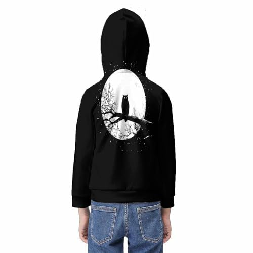 Pull à capuche chouette enfant imprimé 3D manches longues pour garçon et fille 8-10 ans - 6
