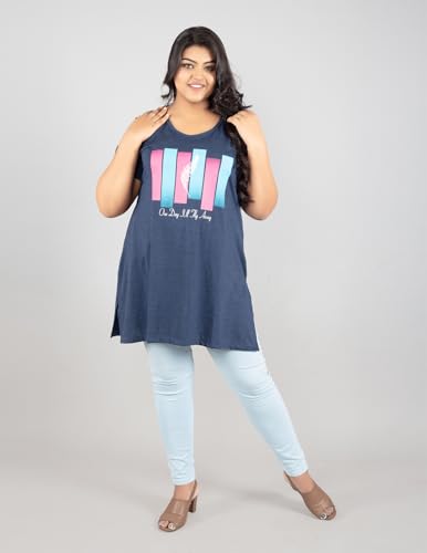 Image of CUPID Women's Cotton Round Neck Half Sleeves Regular Fit Long Tops, Night n Sleep Wear, Daily Use Gym n Lounge Wear T Shirt with Pocket L to XXL