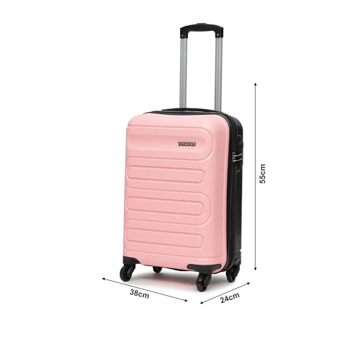 Image of Yayavar Tokyo Textured ABS Hard-Sided Suitcase Bag - 35L| Dual Color Trolley with 4 Spinner Wheels, Number Lock, Water Resistant | Luggage Bag for Travel (Pink & Black, 56cm, Small)