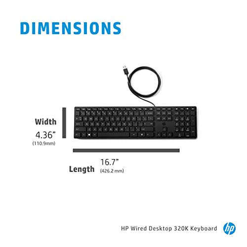 Image of HP 320K Wired USB Desktop Keyboard with Height Adjustment (9SR37AA)