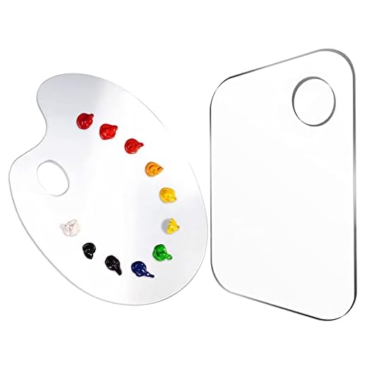 Gendako 2 Piezas paleta de acrílico transparente Paleta Ovalada Paleta De Arte Oval Acrílico Transparente Paleta Pintura paleta oleo Pintura Paleta De Pintura Ovalada para Pintura de Arte DIY