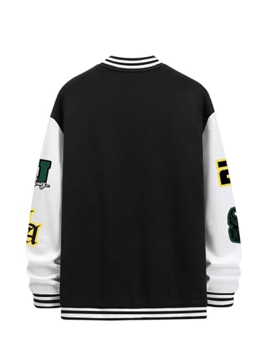 Floerns Men's Letter Graphic Print Long Sleeve Color Block Baseball Jacket2