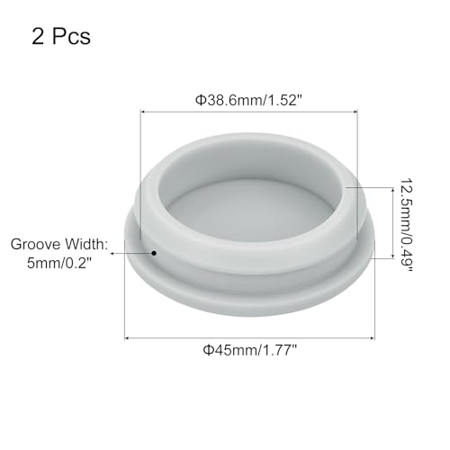 Image of MECCANIXITY 2pcs Silicone Snap in Locking Hole Plugs,38.6mm /1.5 Inch Mounting Diameter Narrow Groove Width 5mm Panel Seal Cover Round for Kitchen Bulkheads Waterproof Sealing Plugs Grey