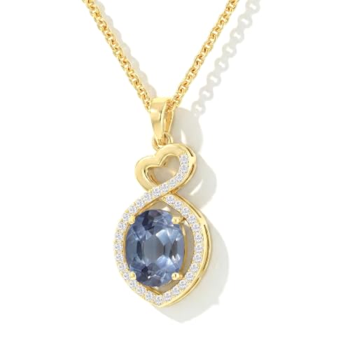 Collier en or jaune 14 carats et pendentif cœur serti d'une pierre précieuse