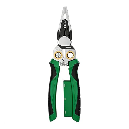 Pince à Dénuder Électrique 8 en 1 avec Testeur de Tension Intégré, Outil Multifonction pour Dénuder, Couper et Sertir les Fils, en Acier à Haute Teneur...