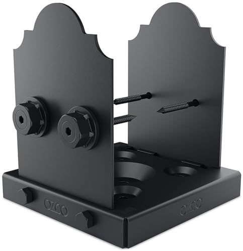 Image of Ozco Laredo Sunset Lite 6x6 Post Base Kit, Includes Decorative Plates, Hex Cap Nuts, OWT Timber Screws, Galvanized Steel for Pergolas | 54208